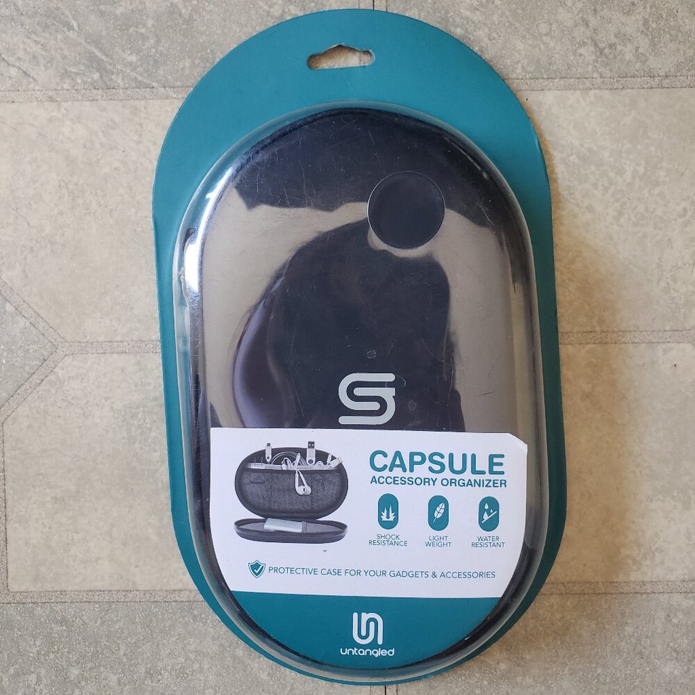 Untangled Capsule Accessory Organizer Hard Case For Gadgets Earbuds Cords Cables